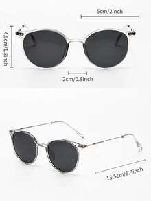 1pc Gray Retro Round Metal Glasses, Classic Design For Outdoor Travel Beach Vacation Casual Wear, Protection Driving Glasses Unisex - Multicolor - View 4