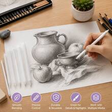 Set 8 Alat Sketsa dan Pencampur Warna, Kuas Spons dan Alat Pencampur Warna Kertas, Cocok untuk Pelajar dan Seniman yang Menggambar dengan Arang. - Blender gambar 8 bagian - View 6