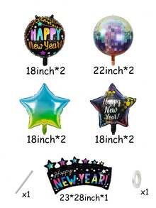 Set Of 11 Disco Ball-Style Rainbow-Coloured Streamers With A Star-Shaped Gradient Design, In A Retro Party Style, Ideal For New Year's Eve, New Year's Parties, Home Decor, Bar And Disco Settings, Photo Backdrops And Family Gatherings - A - View 2