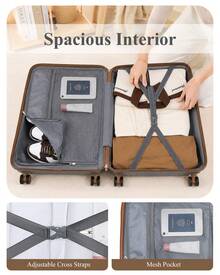 Trolley rigido in polipropilene 14" 20" 24" 28" con serratura TSA e ruote girevoli, valigia singola, set 3/4 pezzi disponibile, bagaglio viaggio vacanze, lavoro e gite familiari - Grigio - Visualizzare 7