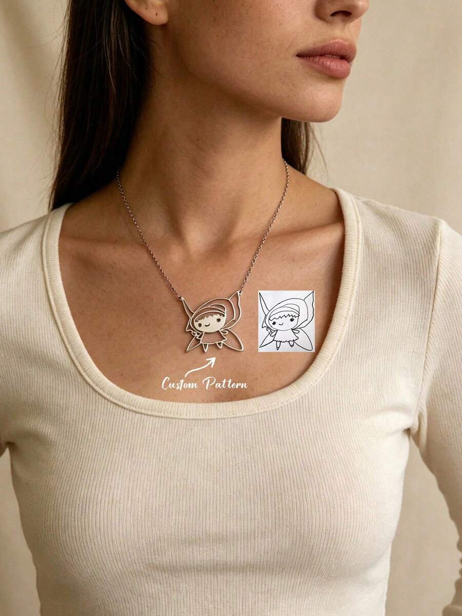 Customized Logo/Artwork Pendant Necklace, Unisex, Stainless Steel Material, Customizable Pendant, Personalized Jewelry Gift - Multicolor - View 1