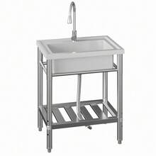 Fregadero de acero inoxidable para lavandería y cocina – Independiente, resistente y fácil de limpiar – Ideal para uso doméstico y comercial - acero inoxidable - Ver 1