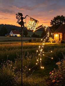 1pc Outdoor Solar Powered Fairy Light Pot With Light Strip, Suitable For Outdoor Garden Decoration Ground Stake Light, Perfect For Halloween, Christmas, New Year, Pathway, Lawn, Patio, Deck And Swimming Pool Garden Decoration Atmosphere Light - 1pc - View 5