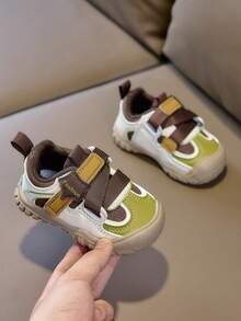 Sepatu Fungsional Luar Ruangan untuk Balita dengan Desain Blok Warna, Perekat Velcro Dua Lapis, Sol Karet Tebal, Lapisan Dalam yang Bernapas, Sepatu Kasual Ringan Tanpa Tali. - Khaki - View 2