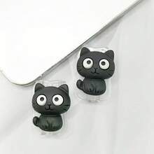 2pcs Black/White Big Eye Cat Cable Protector, High Transparency Shell Long-Lasting Non-Yellowing Scratch-Resistant, Transparent Soft Silicone Anti-Bend Anti-Break Cable End, Commuting Dorm Home Charging, Watching Movies While Charging And Playing Daily Use, Compatible With Apple 18W/20W PD Fast Charging, Simple Cute Digital Gift For Best Friend - 2pcs Black Cat - View 12
