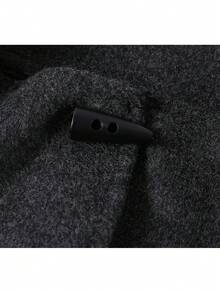 牛角鈕扣設計韓式復古中長版大衣外套，鈕扣開襟，適合晚間約會、校園、日常穿著，秋冬款 - 深灰色 - 查看 5