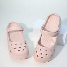 Women's Ballet Style 5cm Thick Platform Mary Jane Clogs, 2026 New Soft Sole Slip-On Sandals, Breathable Hollow Out Beach Slippers, Non-Slip Wear-Resistant Comfortable Slouchy Shoes, Minimalist Height-Increasing Sandals For Summer Spring Autumn - Pink - View 1