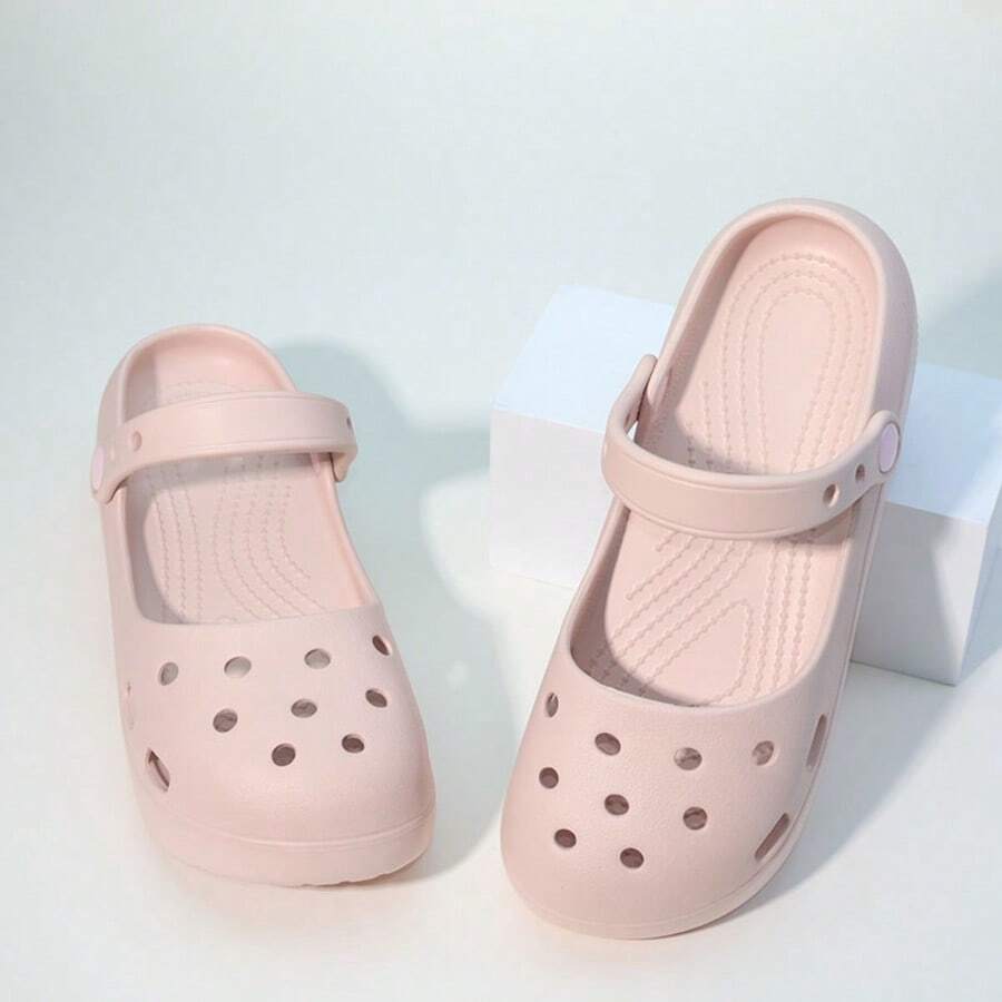 Women's Ballet Style 5cm Thick Platform Mary Jane Clogs, 2026 New Soft Sole Slip-On Sandals, Breathable Hollow Out Beach Slippers, Non-Slip Wear-Resistant Comfortable Slouchy Shoes, Minimalist Height-Increasing Sandals For Summer Spring Autumn - Pink - View 1