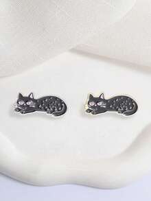 1pc Cute Black Cat Brooch, Clothing Backpack Lapel Pin, Friendship Gift, Unisex Daily Accessory - Multicolor - View 7