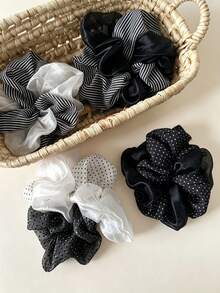 1pc Dual-Tone Polka Dot Scrunchie, Artistic Design Hair Tie, Large Size High Elasticity, Luxury Versatile Hair Band For Ponytail And Bun - Multicolor - View 2