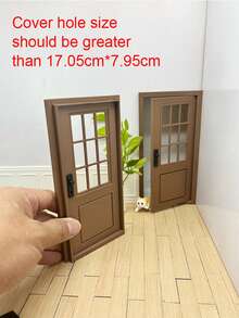 1:12 Miniature Door, DIY Left/Right Opening Interchangeable, Mini House Decoration Accessory, Plastic Realistic Model House Door, Double-Sided Opening, Miniature Scene Ornament, Openable Room Door, Model House Decor - Reversible Door - View 4