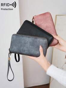 FOREVER MIYIN Women's RFID Long Wallet, Double Zipper Wristlet Clutch, Large Capacity Phone Card Holder Purse - Multicolor - View 9