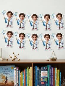 8/16/24pc Custom Lab Coat Scientist Photo Bunting Banner, Personalized Upload Image Science Bnner ,Hanging Flag For Science Theme Party Indoor Wall Backdrop Table Decor Supplies,Personalized Gifts - Multicolor - View 4