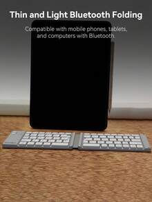 1pc Portable Dual-Fold Wireless Keyboard, Ultra-Thin Design, Lightweight And Compact, Compatible With Android, Windows, IOS Systems - Multicolor - View 5