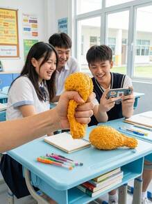 1PC Realistic Fried Chicken Leg Squishy Slow Rebound Stress Relief Toy Creative Venting Gadget Suitable For Children And Adults Relaxation Toy Prank Toy Party Favor, Classroom Prize, Gift Bag Filler Birthday, Holiday Gift - Multicolor - View 3