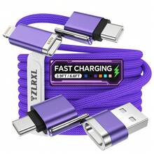 Tzlrxl Universal 4-In-1 Interchangeable Charging Cable, Fast Charging Multi-Port Data Cable, Durable Braided Nylon Wire, Suitable For Multiple Devices, Multiple Colors Available - Blue - View 1