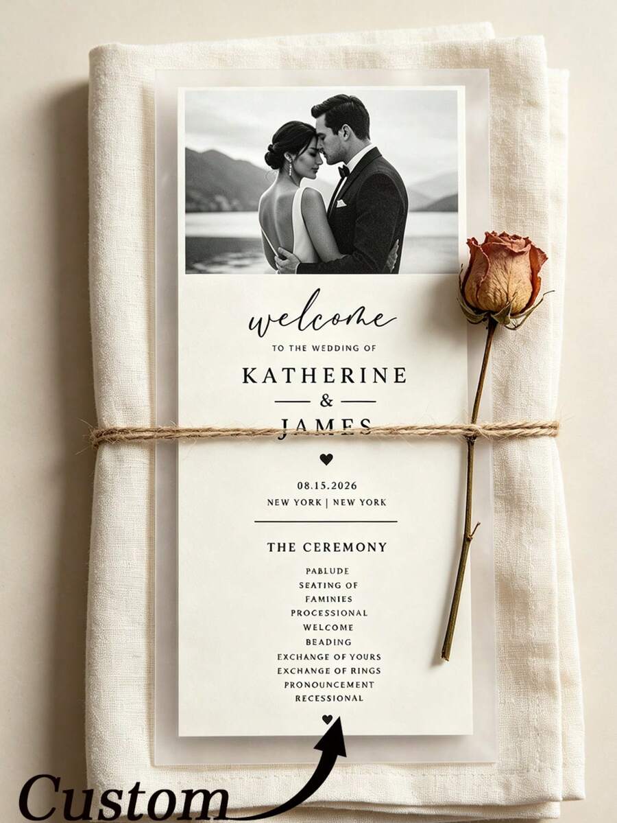 Custom Wedding Program Cards, Custom Halloween, Custom Program Cards, Custom Christmas Program Cards, Custom New Year Program Cards, Custom Birthday Program Cards, Custom Valentine's Day, Custom Mother's Day, Custom Guest, Custom Coming Of Age Ceremony, Party, Company Gathering Program Cards - Process Card - View 1