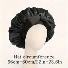 Awegeo 1pc Solid Color Satin Bonnet With Bow, Large Silk Sleep Cap For Women, Adjustable Elastic Band Hair Care Night Cap - Multicolor - View 5
