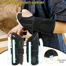 Wrist Support Brace, Nighttime Support, With 4 Support Bars, Adjustable, Suitable For Women And Men, Left And Right Hands - Black - View 4
