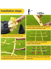 Extra Large Outdoor Tic Tac Toe Game, Suitable For Adults And Families, Portable Bean Bag Toss Game Set, Includes 10 Toss Bags, Large Lawn Backyard Carnival Picnic Party Game, Easy To Carry, Suitable For Beach, Camping, Tailgate Party - Multicolor - View 5