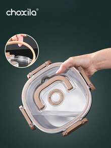 choxila 1pc Stainless Steel Food Storage Container With Lid Markings And Date Recording Dial, Suitable For Refrigerator, Multi-Purpose Airtight Fresh-Keeping Box For Fruits And Vegetables - Silver - View 2