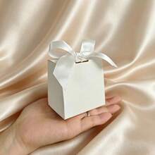 50PCS Mini White Gift Boxes With Satin Ribbon Decor, Wedding, Party, Holiday Elegant Packaging, Holiday Decoration, Premium Paper Material, Christmas Choice DIY Gift Boxes - View 10