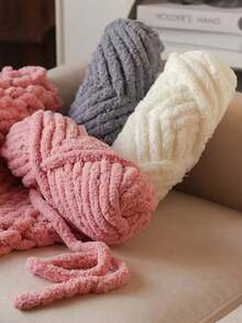 1 Rollo de Hilo de Felpa Extra Grueso, 250g de Hilo de Poliéster Multicolor, Adecuado para Tejer a Mano, Hilo Suave DIY Hecho a Mano, Se Puede Usar para Mantas, Almohadas, Camas para Mascotas - Opciones Multicolor - A - Ver 2