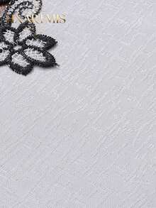 HXARTMIS 1pc Black Contrast Lace Trim Round Tablecloth, Pure White Dining Table Coffee Table Universal Table Cover, Home, Wedding, Party Decoration - White - View 4