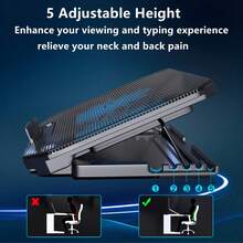 2-Fan Laptop Cooling Pad, Quiet PC Gaming Laptop Cooler Stands With Large Fans, Laptop Cooling Mat Accessories - Black - View 6