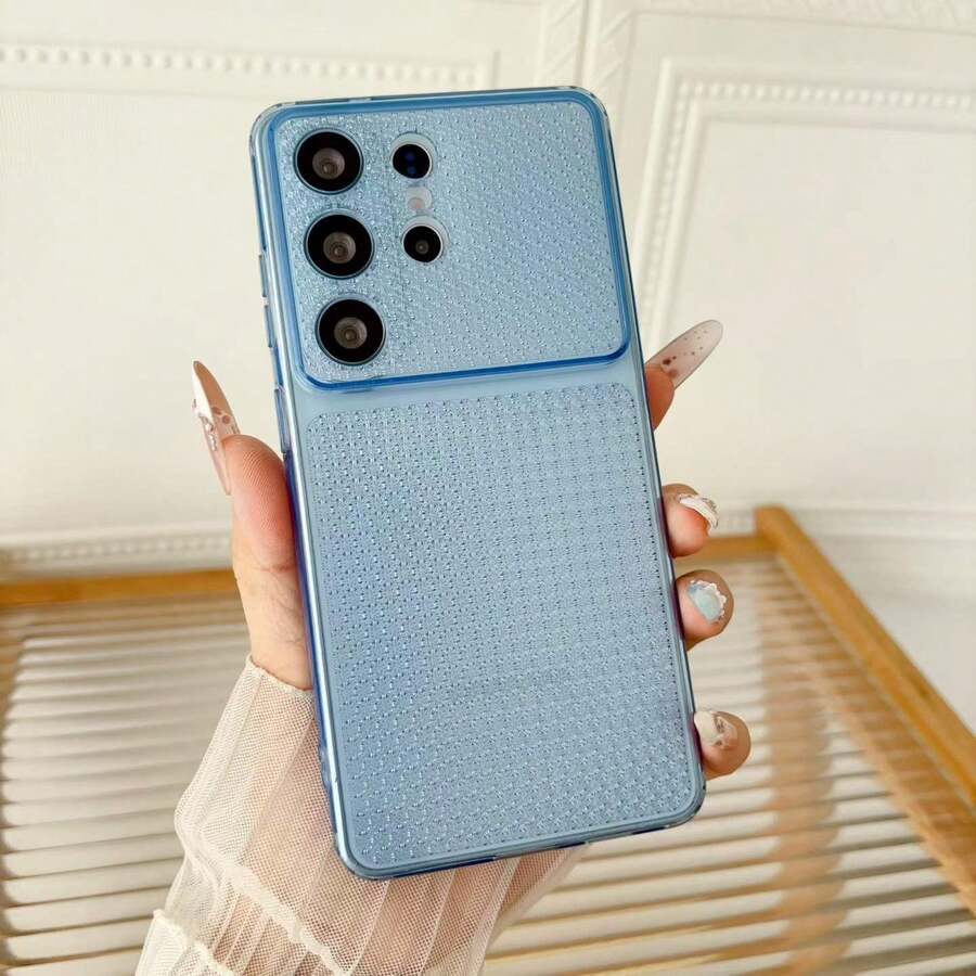 1pc Diamond Pattern Glitter SAM S24 ULTRA Phone Case Compatible With Apple S24/S25 Transparent A55 Soft Shell A36 - Blue - View 1