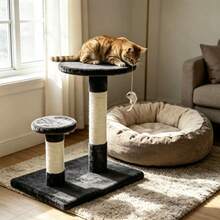 40*40*30cm Double Layer Small Cat Tree, Particle Board Base With Wear-Resistant Sisal Scratching Post, Double Rest Platform, Multi-Functional Cat Scratcher Furniture, Random Color Shipment, Stable Base, Easy Assembly For Indoor Kittens And Adult Cats - Multicolor - View 7
