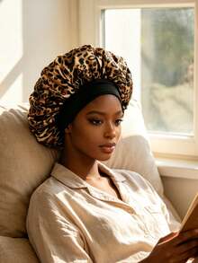 CONFLASS Butterfly Print & Leopard Silk Sleep Cap, Elastic Wide Band, Anti-Frizz Night Hair Bonnet, Suitable For Curly And Natural Hair, Back To School Dorm Essential Hair Care Accessory, Soft And Smooth Sleep Headwear, College Student Hair Care Gift - Multicolor - View 11