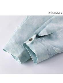New Textured Stand Collar Zip-Up Jacket, College Style, Casual Elegant, Suitable For Spring And Autumn, Daily Wear And Vacation - Blue - View 6