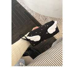 1个18cm*8cm*7cm尼龙手提包，饰有水钻星星，羽毛化妆包，新款ins风大容量化妆包，便携式学生文具袋，可爱星星铅笔盒，适合小学、初中和高中学生存放文具和化妆品。 - 單件 - 查看 11