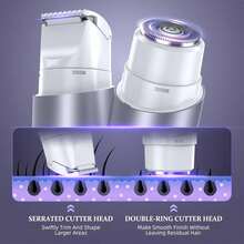 Electric Hair Removal Trimmer Dual Head Shaver Painless Bikini Legs Underarm Body Groomer Portable Rechargeable Cordless Wet Dry Use Razor Epilator - Multicolor - View 9