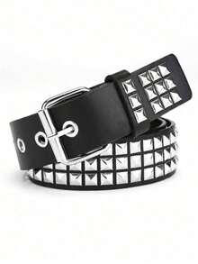 New Rivet Belt Women's Heavy Metal Belt Unisex Y2K Belt European And American Punk Rock Jeans Belt - Black - View 11