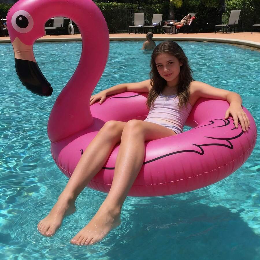 Flamingo Unicorn Pool Float - Fun Inflatable Pool Float Party Decoration, Summer Vacation Beach Floating Ring - Multicolor - View 1
