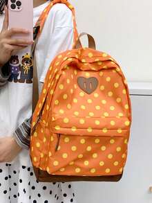 Korean Ins Style Polka Dot Heart Backpack, Japanese Fresh Lightweight Student School Bag, Cute Casual Daily Use Backpack - Multicolor - View 11