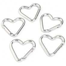 5pcs/Pack Large Heart-Shaped Zinc Alloy Spring Snap Hooks 43X42mm, Colorful Heart-Shaped Keychain Clasp, Bag Buckle, DIY Hanging Hook Material Accessory - Heart-shaped Carabiner - View 10