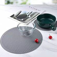 Silicone Non-Slip Table Mat, Round Heat-Resistant Placemat, Home Use Heat-Insulating Coaster And Pot Mat, Drainable High-Temperature Resistant Steamer Pad - View 6
