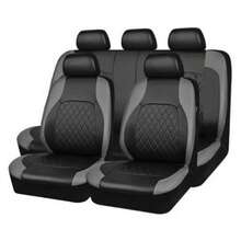 9件/4件組 人造皮革汽車座椅套－亮面設計，通用於SUV/轎車/廂型車（氣囊相容，包含前座/後座/頭枕套） - A - 查看 13