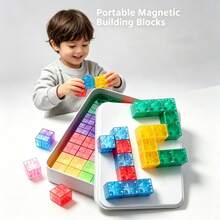 35/70 PCS Magnetic Stacking Cubes, Suitable For Children, Sensory And Montessori Educational Toys Large Magnetic Building Blocks, 0.98 Inch Magnetic Stacking Cubes, Suitable For Children, Sensory And Montessori Toys, Suitable For 3 Years Old Boys And Girls (Random Color) - Multicolor - View 2