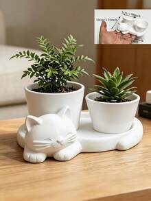 1 pieza Jarrón mini para suculentas con forma de gato perezoso, decoración impresa en 3D de una sola pieza, jarrón minimalista blanco para escritorio, figura de gato, multiusos, regalo para amigos - multicolor - Ver 5