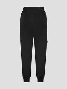 cimmuovere Pantalones de trabajo de cintura alta y ajuste delgado - Diseño de múltiples bolsillos - Pantalones delgados y transpirables - Bolsillos con cremallera lateral - Dobladillo elástico primavera negro - Negro - Ver 2