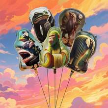 5pcs Unique Abstract Animal Shaped Foil Balloons, Suitable For Christmas, Halloween, Birthday Party Decoration, Theme Party Setup - Multicolor - View 3