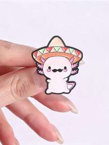 Pair Mexican Folk Axolotl Enamel Pin Traditional Sombrero Dance Skirt Cartoon Brooch Latin Style Backpack Decor Badge - Multicolor - View 7