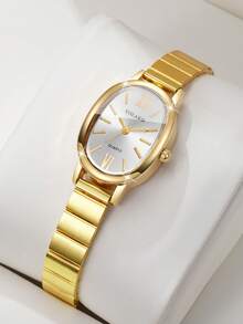 Women's Gift Watch Oval Alloy Band With Roman Numeral Dial Fashion Casual Quartz Wristwatch, Gift For Friends (1pc/Set) Watch Box Not Included - Gold - View 10