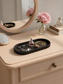 Decorative Oval Silicone Vanity Tray, Waterproof Bathroom Countertop Organizer For Lotion, Perfume, Soap Dispenser And Accessories - Multicolor - View 5