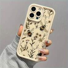 Bee Flower Pattern Phone Case Suitable For IPhone 17 16 15 14 13 12 11 Pro/Max/Plus Anti Drop And Shockproof Back Cover - 白色 - 查看 3