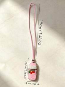 1件派對風包包掛飾，手工水鑽串珠吊飾，香檳、調酒杯、咖啡杯圖案 - 粉色 - 查看 3